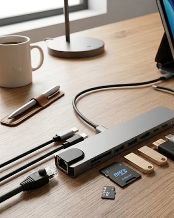 Type C Çoklu Port Hub 8 Port USB HDMI SD Kart Ethernet Adaptör