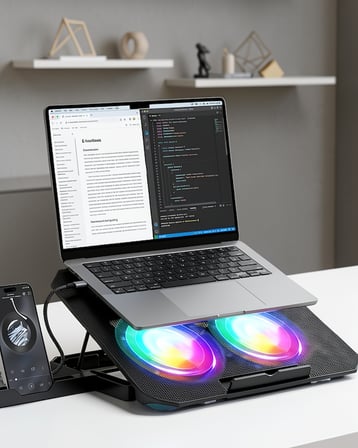 Laptop Soğutucu İki Fanlı RGB Aydınlatmalı