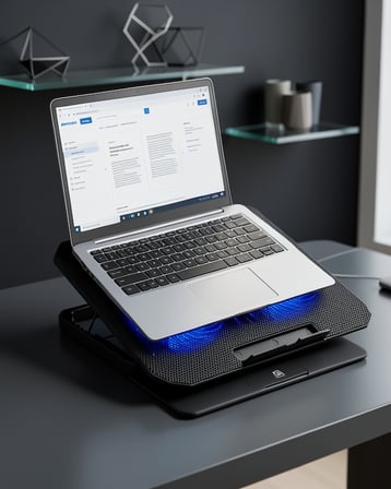 USB Beslemeli Çift Fanlı Laptop Soğutma Standı Mavi Işık