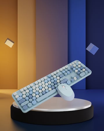 Kablosuz Retro Klavye ve Mouse Seti 104 Tuşlu Sessiz Yazım