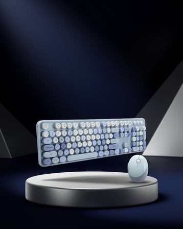 Retro Daktilo Stili Kablosuz Klavye Mouse Seti 104 Tuş