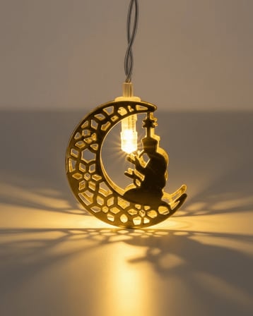 LED Işık - Ay Şeklinde Secde Eden Adam Figürlü