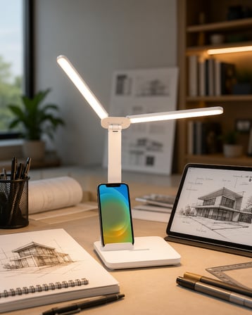 Ayarlanabilir LED Masa Lambası Kalemlik ve Telefon Tutucu