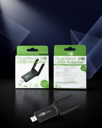 USB 3.0 Kablosuz Adaptör Çift Bant 2.4GHz 5GHz