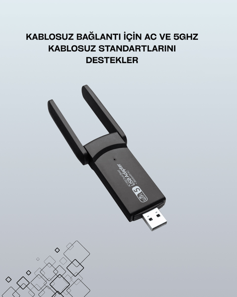 USB WiFi Adaptörü 5G Destekli Dual-Band