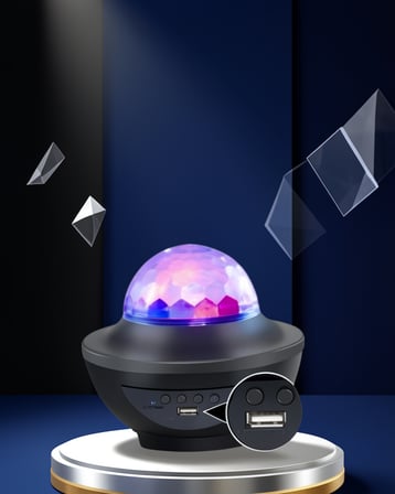Dönen Işıklı Disko Topu Projeksiyon Lampası Müzik Çalarlı