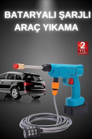 Şarjlı Yüksek Basınçlı Oto Yıkama Makinesi 2 Nozullu