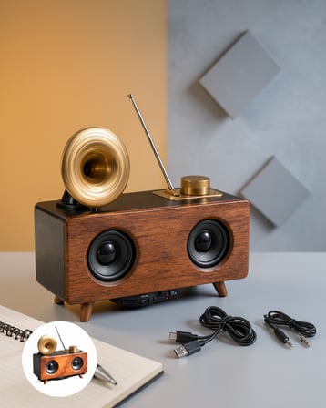 Çalar Radyo Nostaljik Müzik Kutusu Bluetooth