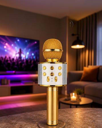 Bluetooth Karaoke Mikrofon with USB ve AUX Girişli, Hafıza Kartı Destekli