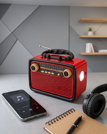 Nostaljik Ahşap Radyo Bluetooth Müzik Kutusu