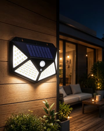 Güneş Enerjili Bahçe Lambası 100 LED Hareket Sensörlü