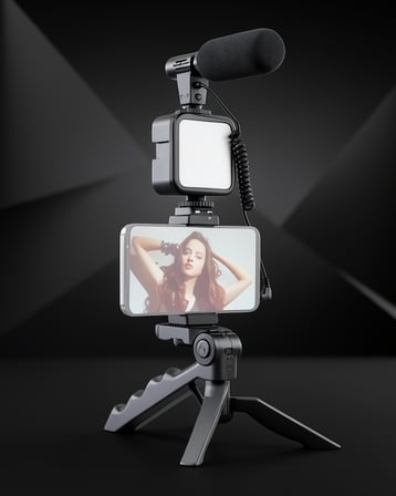 Kumandalı Mikrofonlu LED Işıkli Mini Tripod Telefon Tutucu