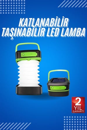Katlanabilir Solar Şarjlı LED Kamp Lambası 1200 mAh