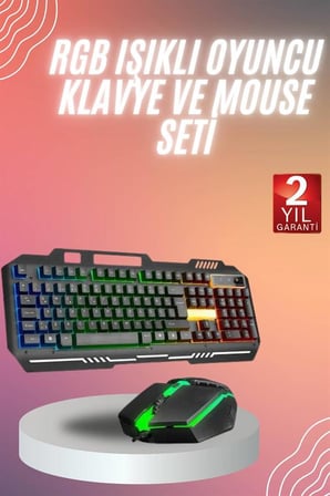 RGB Işıklı Mekanik Gaming Klavye ve Mouse Seti