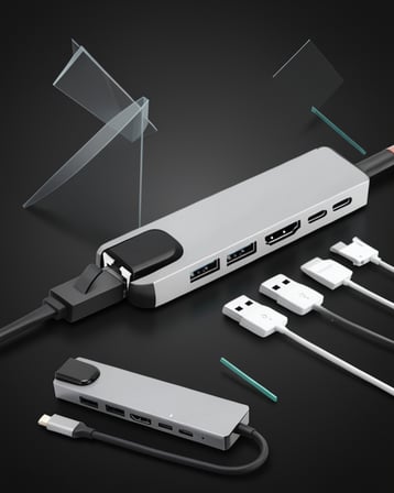 USB Type-C Hub 8 Portlu 4K HDMI ve Ethernet