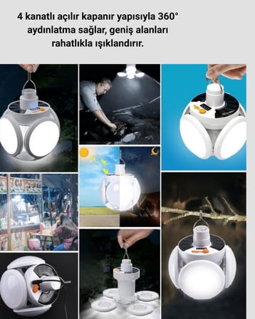 Katlanabilir 5 Kanatlı Güneş Enerjili Bahçe Lambası XUCZ5KANATLIILAMBA-6