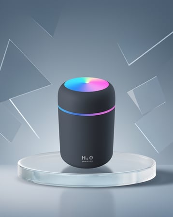 Taşınabilir Nemlendirici 300 ml Hacimli USB ile Çalışan Renkli Işık