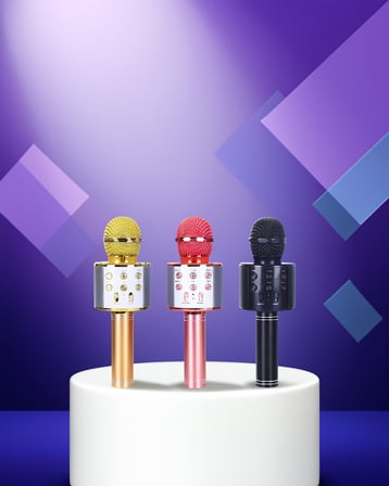 Taşınabilir Karaoke Mikrofon Bluetooth USB AUX
