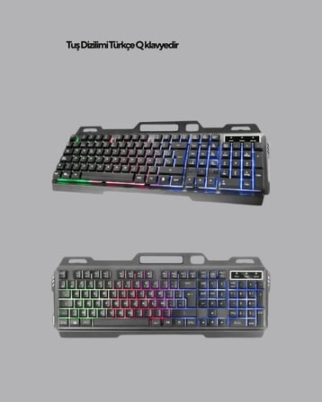 Işıklı Klavye Mouse Seti + Bluetooth 5.2 Kulaklık Oyuncu Paketi