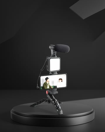 Vlog Çekim Kiti LED Işıklı Tripod ve Mikrofonlu Telefon Seti