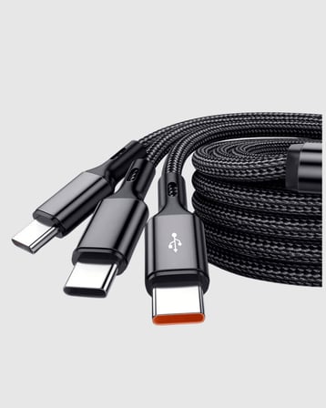 3 Başlıklı Hızlı Şarj Kablosu 1,2m Metal Alaşımlı