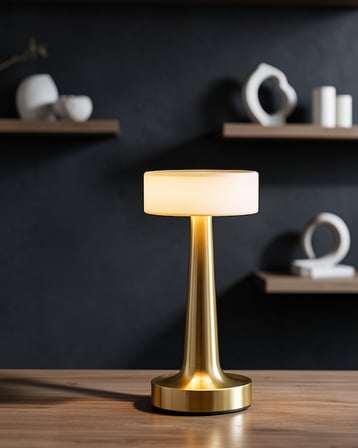 Kablosuz LED Masa Lambası Altın Kare Tasarım Type C Şarjlı