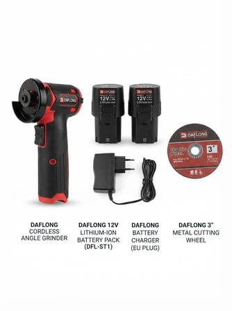 DFL70 Mini Taşlama 12V 2.0Ah Li-Ion Çift Akülü 76 mm Kesici Disk 10 Adet Kesici Taş Hediyeli