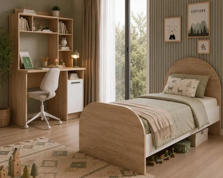 Afilli Ildır Çocuk Odası Takımı Tamamı Mdf Flora Beyaz Aynalı
