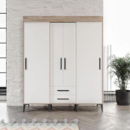 Afilli Ildır Sürgülü 2 Çekmeceli Kapaklı Dolap Flora Mdf