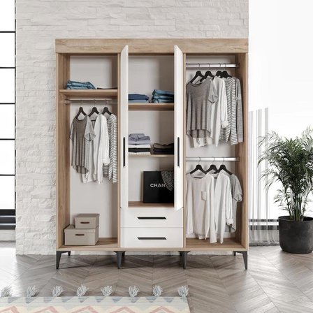 Afilli Ildır Sürgülü 2 Çekmeceli Kapaklı Dolap Flora Mdf