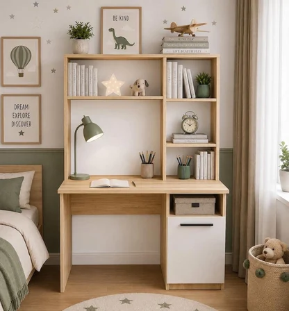 Afilli Ildır Çalışma Masası Flora Beyaz Tamamı Mdf