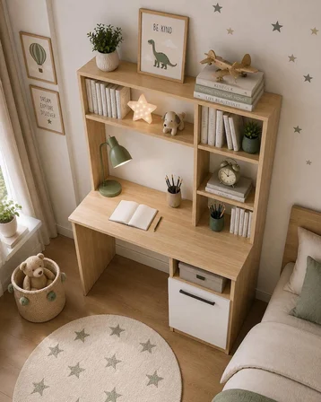Afilli Ildır Çalışma Masası Flora Beyaz Tamamı Mdf