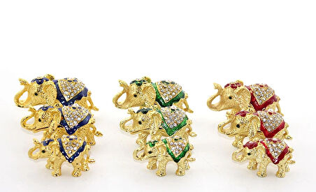 Taşlı 3'Lü Fil Figürü Model 1