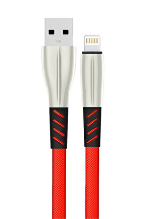 S89 Metal Uçlu Kablo Uyumlu 1M 2.4A - Kırmızı