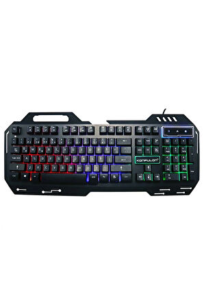 V1 Rgb Işıklı Metal Yüzey Türkçe Q Kablolu Klavye
