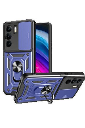 C75 4G Kılıf Pars Lens Yüzüklü Silikon - Lacivert