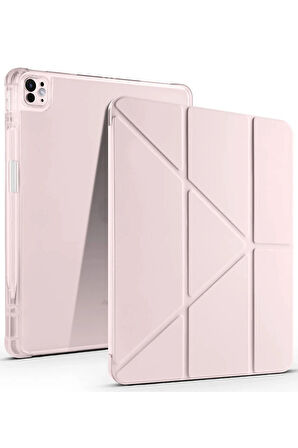 Ipad Air 13 (2024) Kılıf Kalemlikli Mars Tablet Kılıfı - Rose Gold