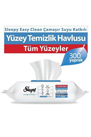 SLEEPY Easy Clean Çamaşır Suyu Katkılı Yüzey Temizlik Havlusu 3X100 (300 Yaprak)