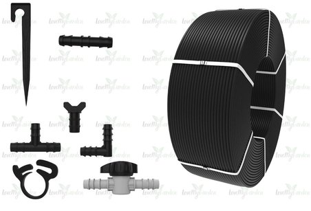 100 Metre Kendinden 33 Cm Delikli Damla Sulama Borusu ve XXL Sulama Seti -  Ø16 mm
