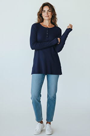 KADIN YAKA DÜME DETAYLI MEVSİMLİK BLUZ