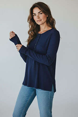 KADIN YAKA DÜME DETAYLI MEVSİMLİK BLUZ