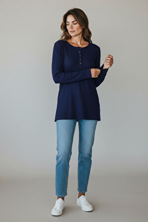 KADIN YAKA DÜME DETAYLI MEVSİMLİK BLUZ