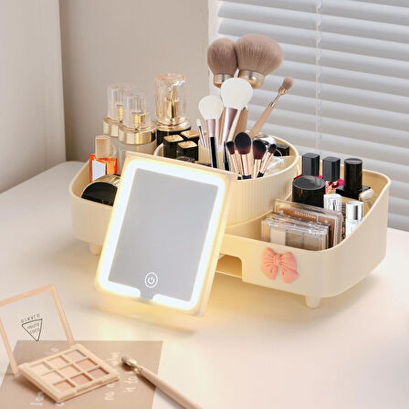 Aydınlatmalı Aynalı Döndürülebilir Makyaj Düzenleyici