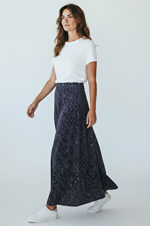 KADIN BELİ LASTİKLİ DESENLİ SEKİZ PARÇA BALIK ETEK