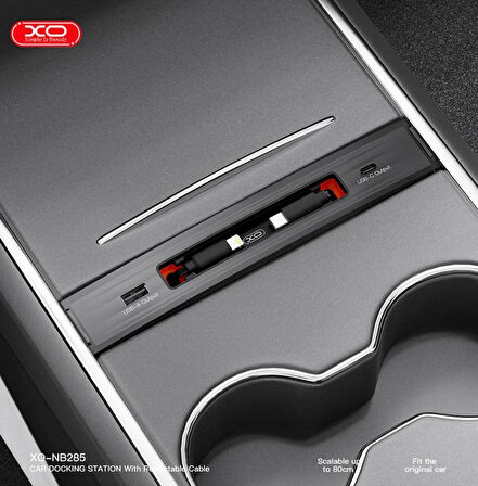 NB285 62W Tesla Model 3 / Y Uyumlu Konsol Lightning ve TYPE-C Kablolu USB-C ve USB-A Çıkışlı