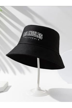Los angeles baskılı Bucket siyah şapka Kadın