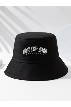 Los angeles baskılı Bucket siyah şapka Kadın