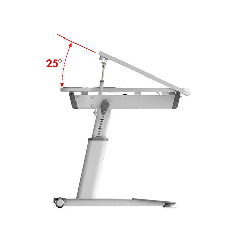 Creo Mobili Yükseklik ve Eğim Ayarlı, Sirius Simple Çalışma Masası - 120x75 cm, Beyaz/Gri