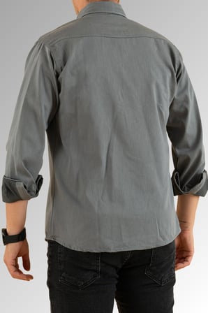 Souris Slim Fit Erkek Kot Gömlek Gri