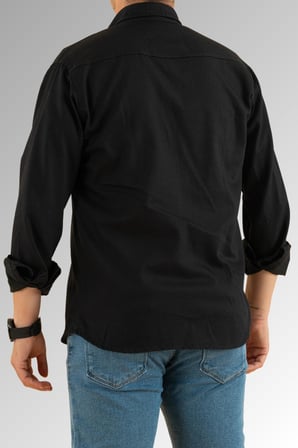 Souris Slim Fit Erkek Kot Gömlek Siyah